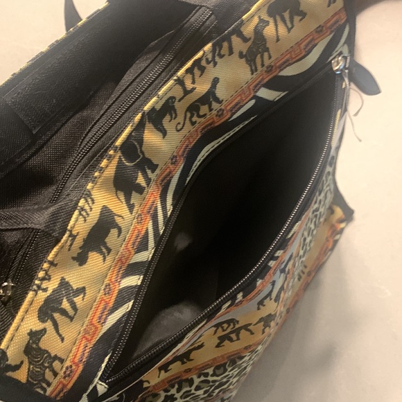 Alfagear ~ African Safari Print Canvas Tote Bag w/Zipper & Coin Purse - Picture 9 of 12